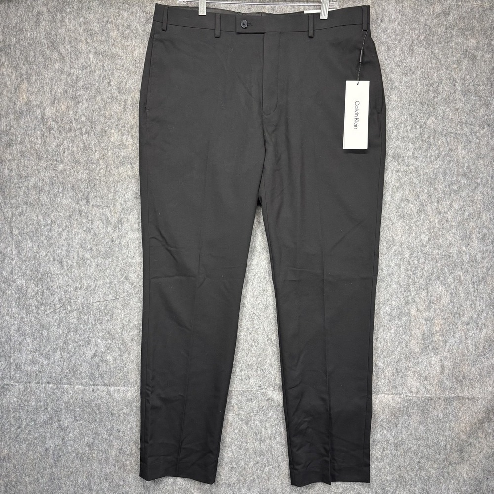 Calvin‎ Klein Javier Dress Pants Men's 38 x 32 Black Stretch Work Casual New